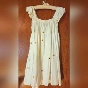 Wild Fable Cream Mini Dress with Gold Floral Embroidery